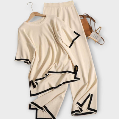 Σετ Πλεκτό με Κοντό Μανίκι και Χαλαρή Εφαρμογή