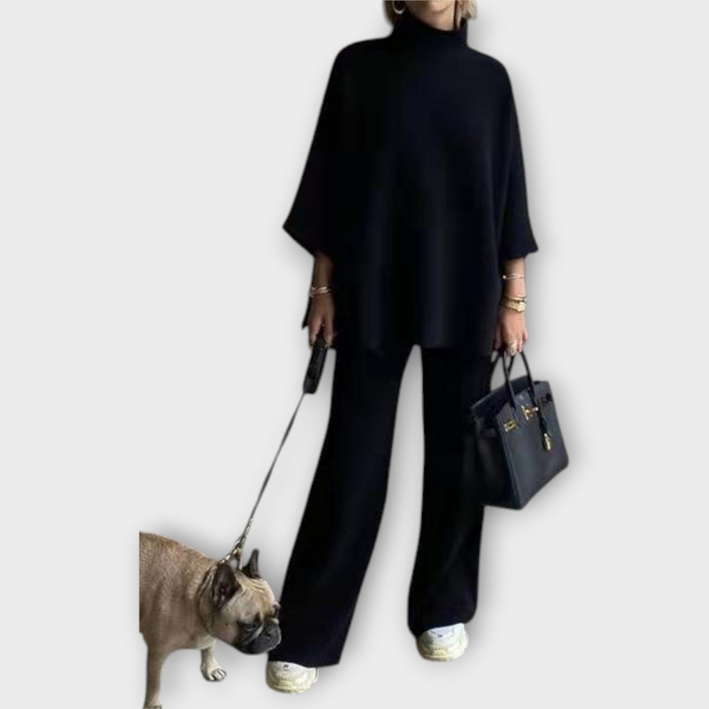 Πλεκτή Μπλούζα με Χαλαρή Γραμμή και Ζιβάγκο 