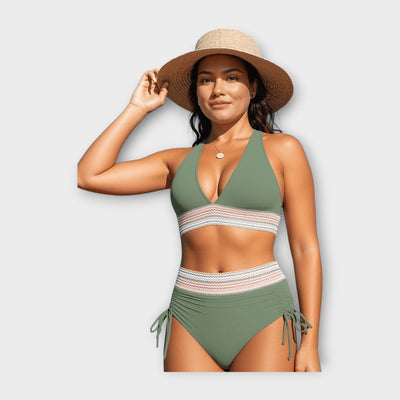 Μπικίνι με Πλεκτή Λεπτομέρεια και Ψηλόμεσο Σλιπ