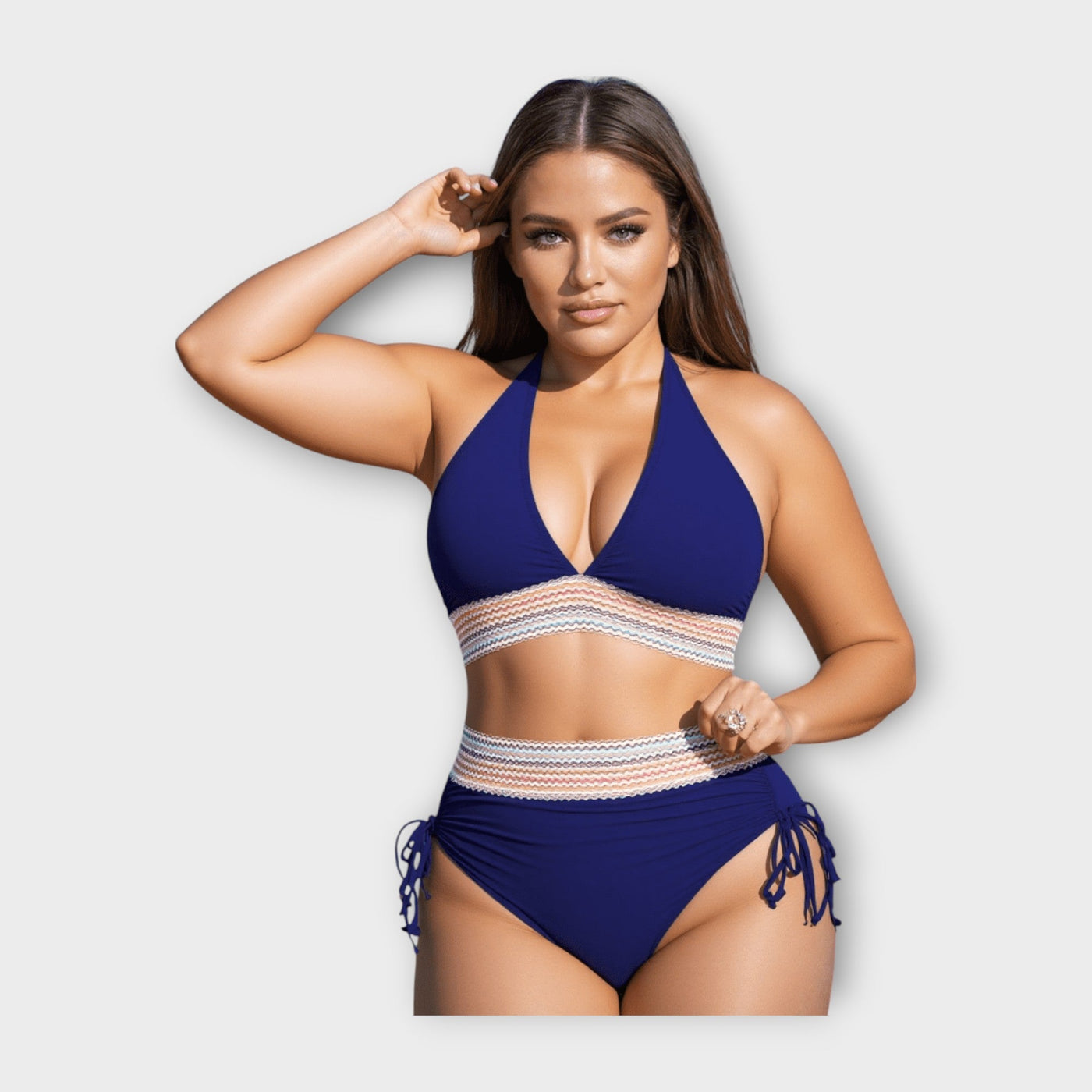 Μπικίνι με Πλεκτή Λεπτομέρεια και Ψηλόμεσο Σλιπ