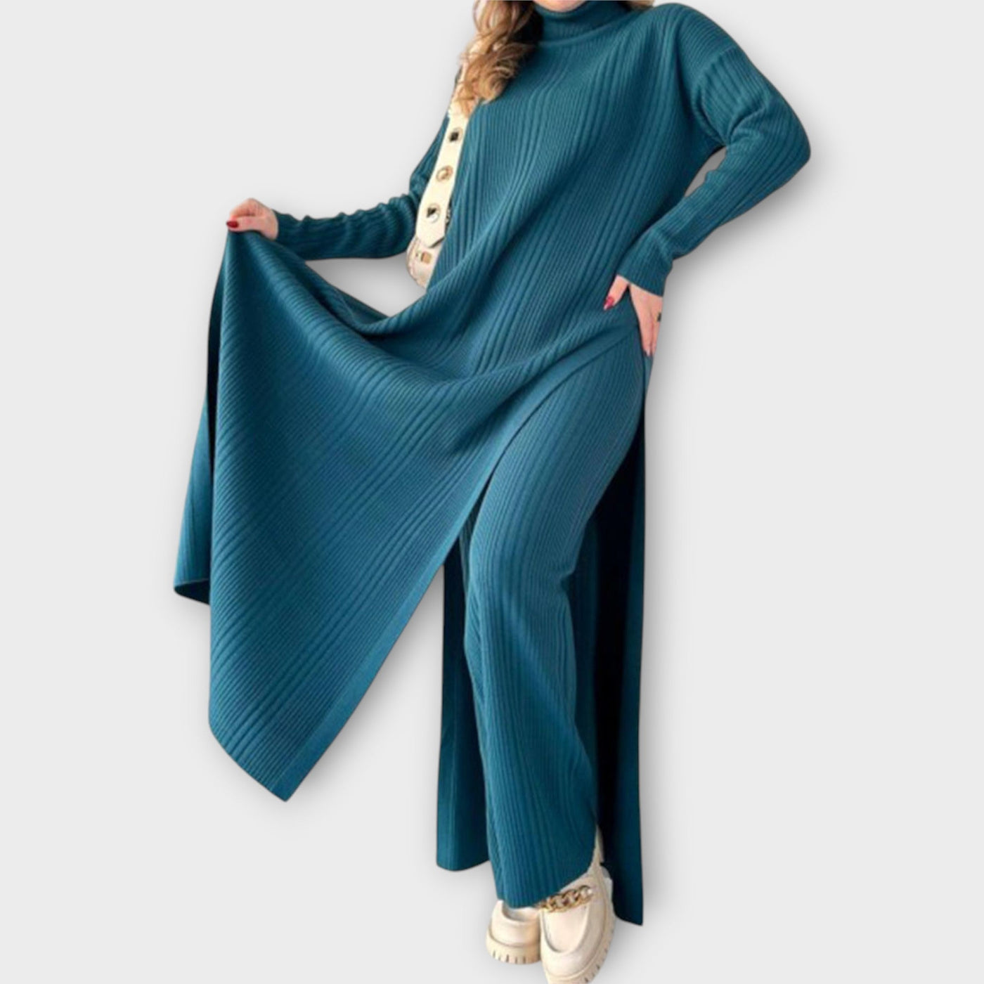 Μάξι Πλεκτό Φόρεμα με Χαλαρή Γραμμή