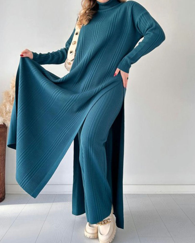 Μάξι Πλεκτό Φόρεμα με Χαλαρή Γραμμή