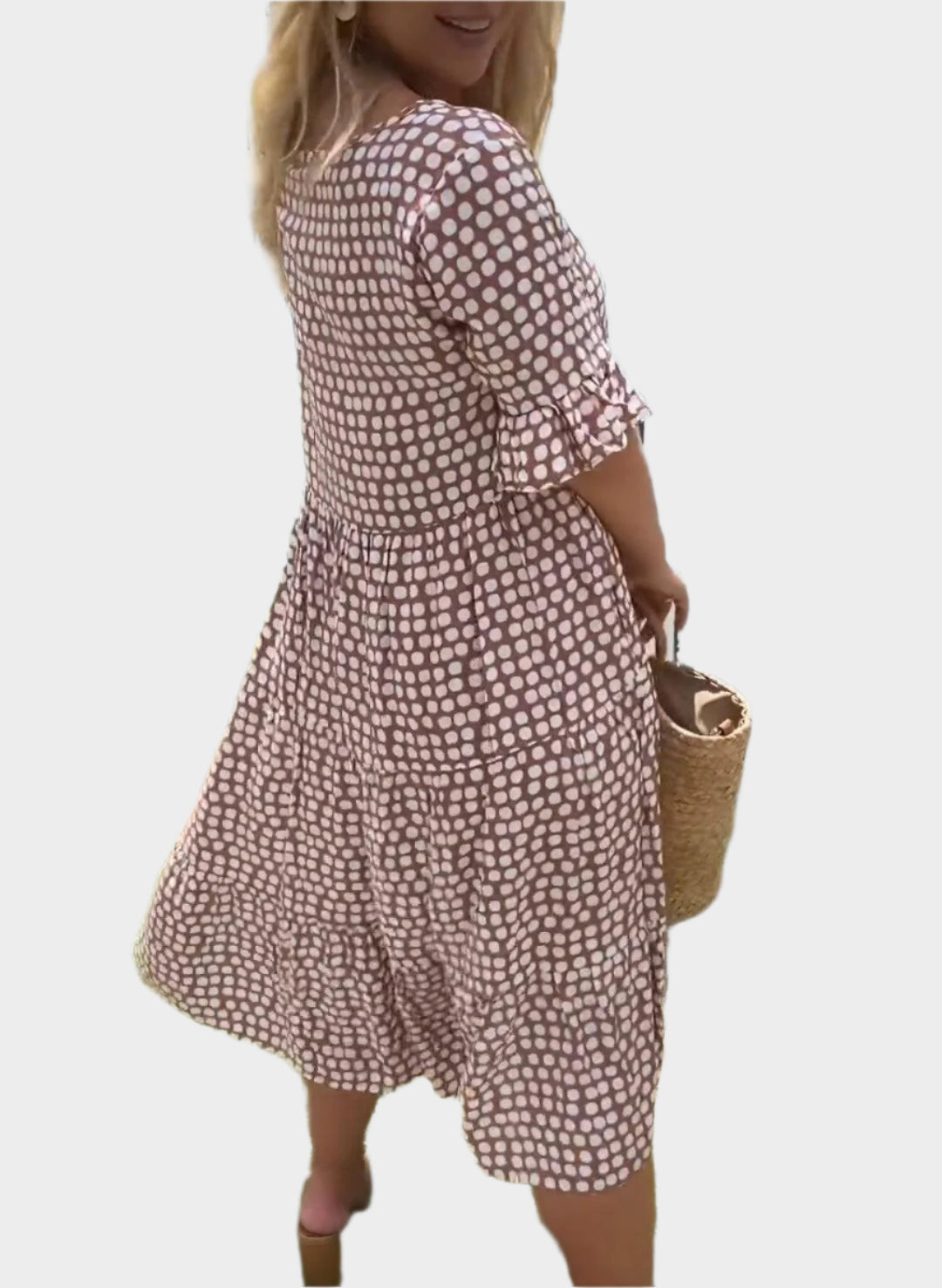 Midi Φόρεμα με Κομψές Ρίγες