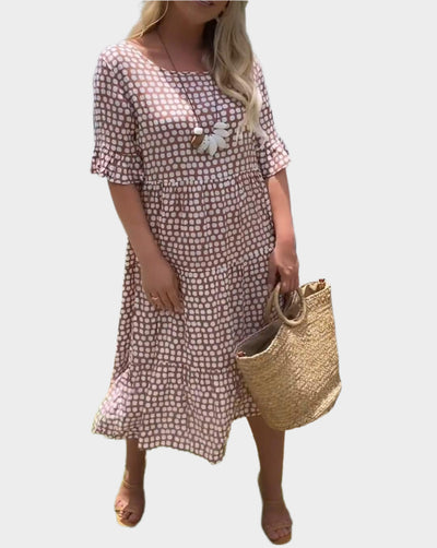 Midi Φόρεμα με Κομψές Ρίγες