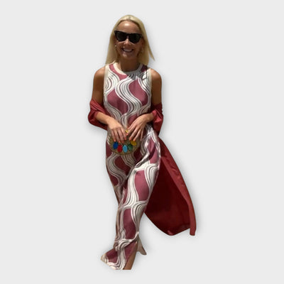 Μάξι Φόρεμα με Μοντέρνα Κυματιστά Σχέδια