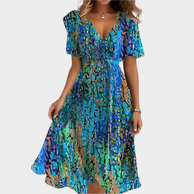 Αέρινο Φορεματάκι με Φλοράλ Σχέδιο και Ντεκολτέ V