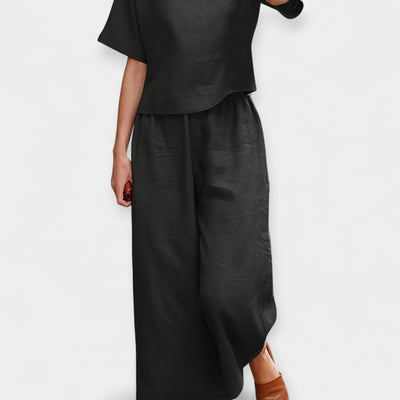 Αέρινο Σετ Παντελονιού με Κοντομάνικο Μπλουζάκι