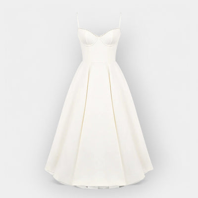 Λιτό Λευκό Μίντι Φόρεμα