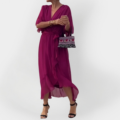 Φόρεμα Σιφόν με V-λαιμό