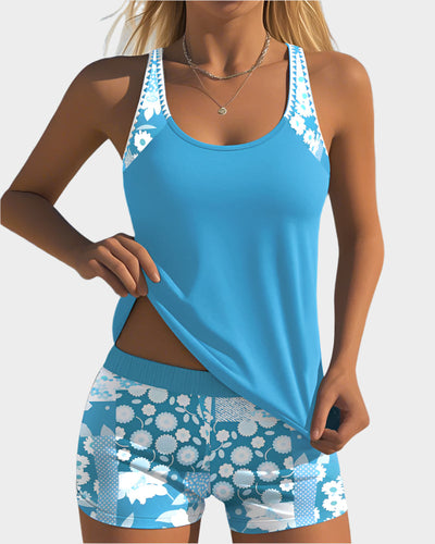 Άνετο Μαγιό σε Δύο Τεμάχια με Λουλουδάτο Σχέδιο