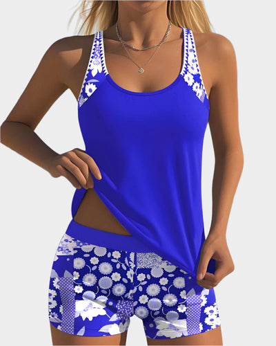 Άνετο Μαγιό σε Δύο Τεμάχια με Λουλουδάτο Σχέδιο