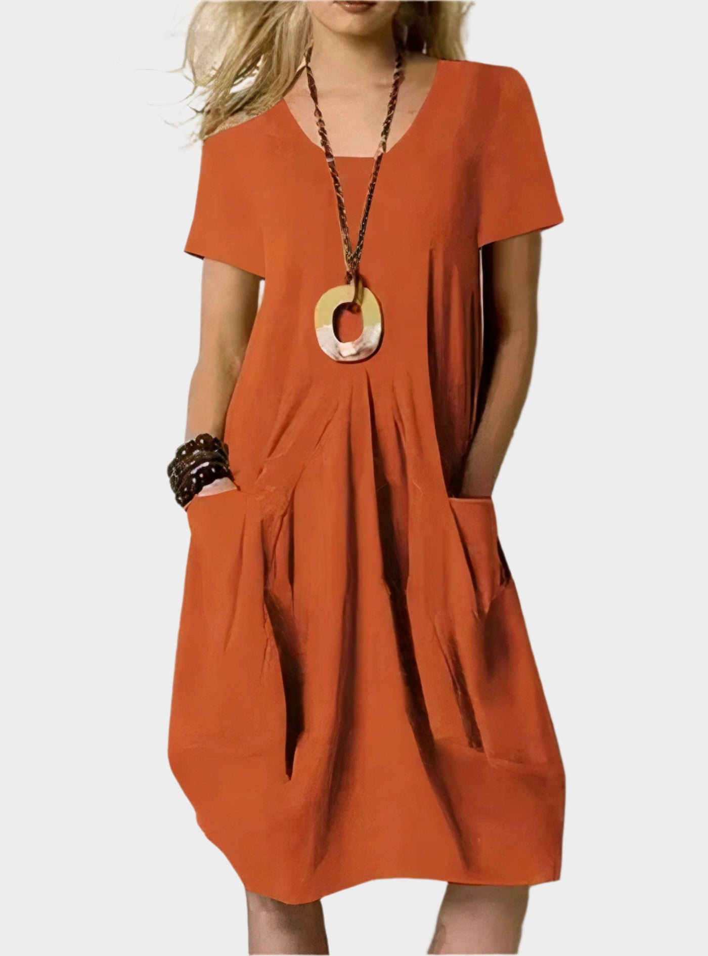 Αέρινο Μακρύ Φόρεμα με Τσέπες