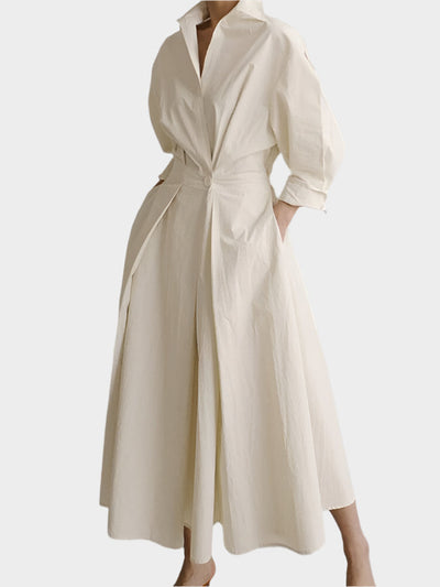 Κομψό Φόρεμα A-Line με Πόλο Κολάρο