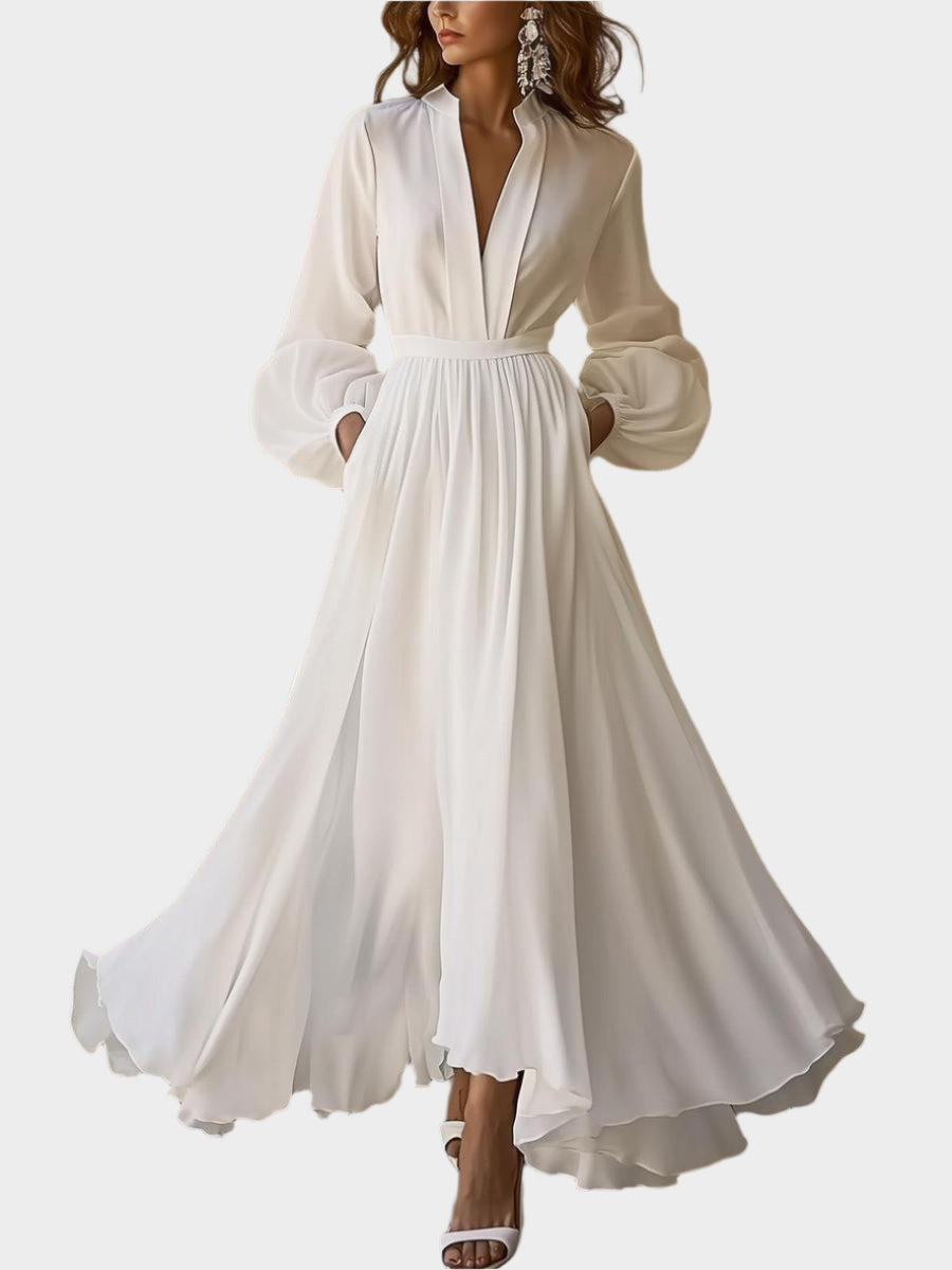 Κλασικό Λευκό Μαξι Φόρεμα