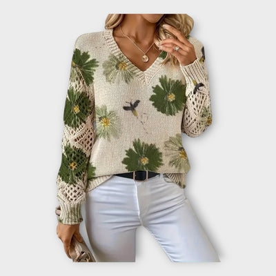 Πλεκτή Μπλούζα με Λεπτομέρειες Δαντέλας