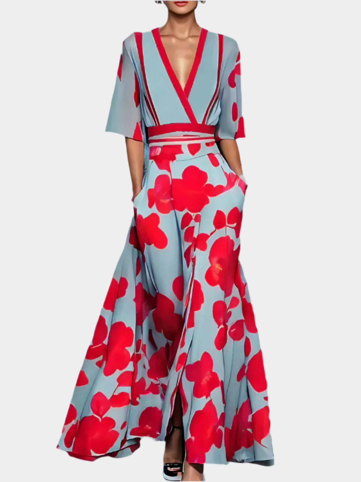 Χαλαρό Ριγέ Φόρεμα με Τσέπες