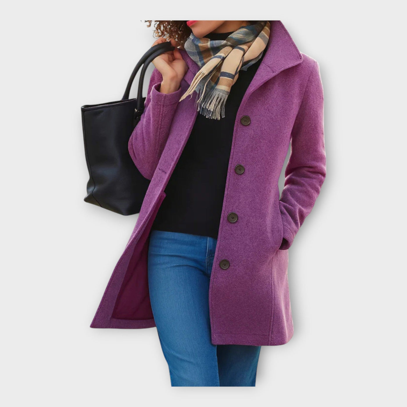 Κομψό Μάλλινο Παλτό με Κουμπιά 