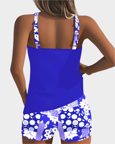 Άνετο Μαγιό σε Δύο Τεμάχια με Λουλουδάτο Σχέδιο