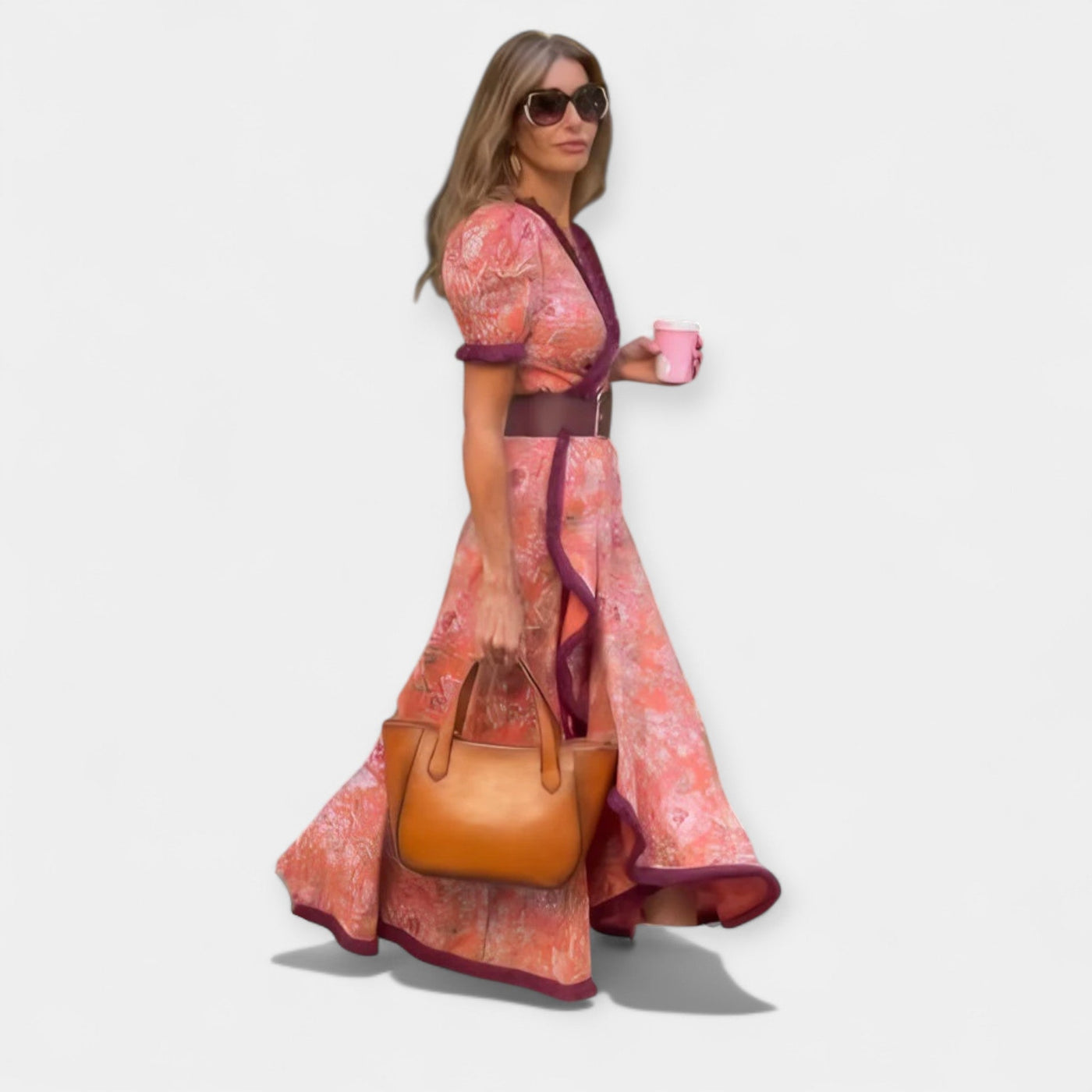 Ρομαντικό Φόρεμα με Ζώνη και Σατέν Βολάν