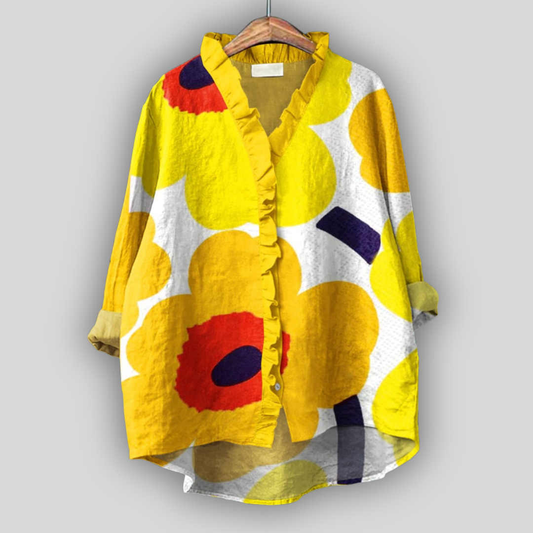 Λουλουδάτη Λινή Μπλούζα