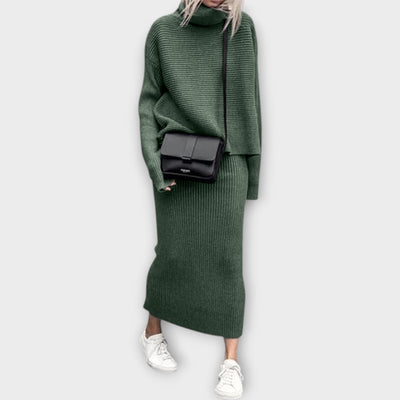 Πλεκτό Σετ με Ζιβάγκο και Φούστα