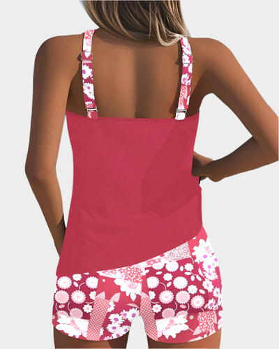 Άνετο Μαγιό σε Δύο Τεμάχια με Λουλουδάτο Σχέδιο