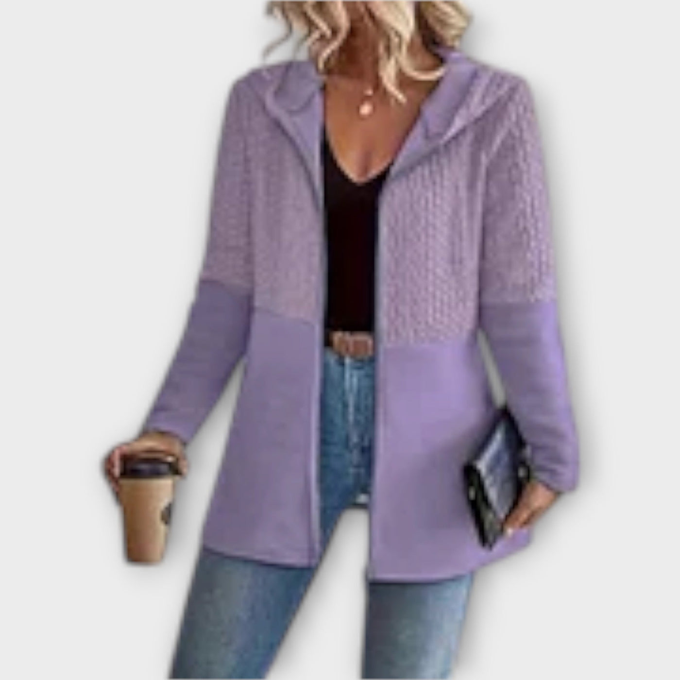 Κομψή Ζακέτα με Κουκούλα και Μοντέρνες Λεπτομέρειες 