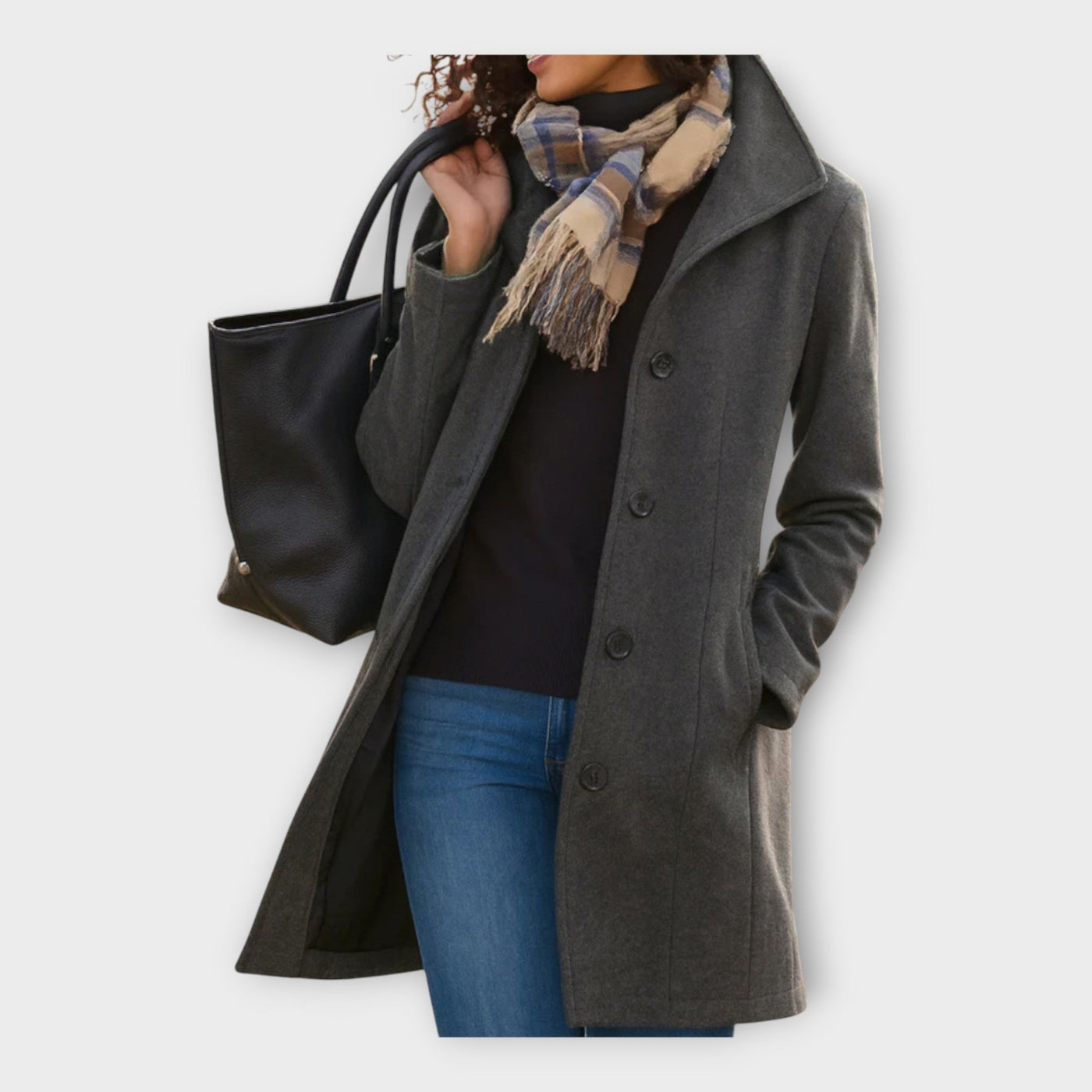 Κομψό Μάλλινο Παλτό με Κουμπιά 