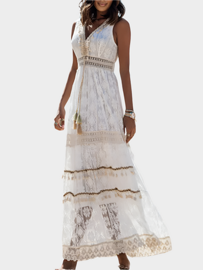 Ρετρό Φόρεμα με Boho Στυλ και Δέσιμο