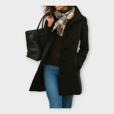 Κομψό Μάλλινο Παλτό με Κουμπιά 