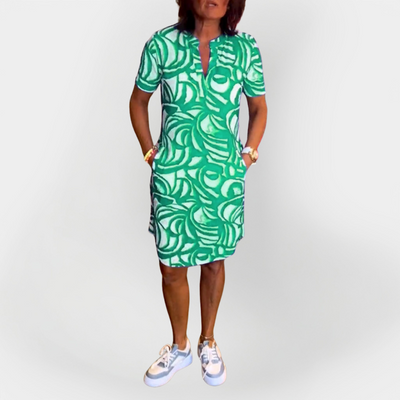 Μίντι Φόρεμα Με Σχέδιο Και Κοντό Μανίκι