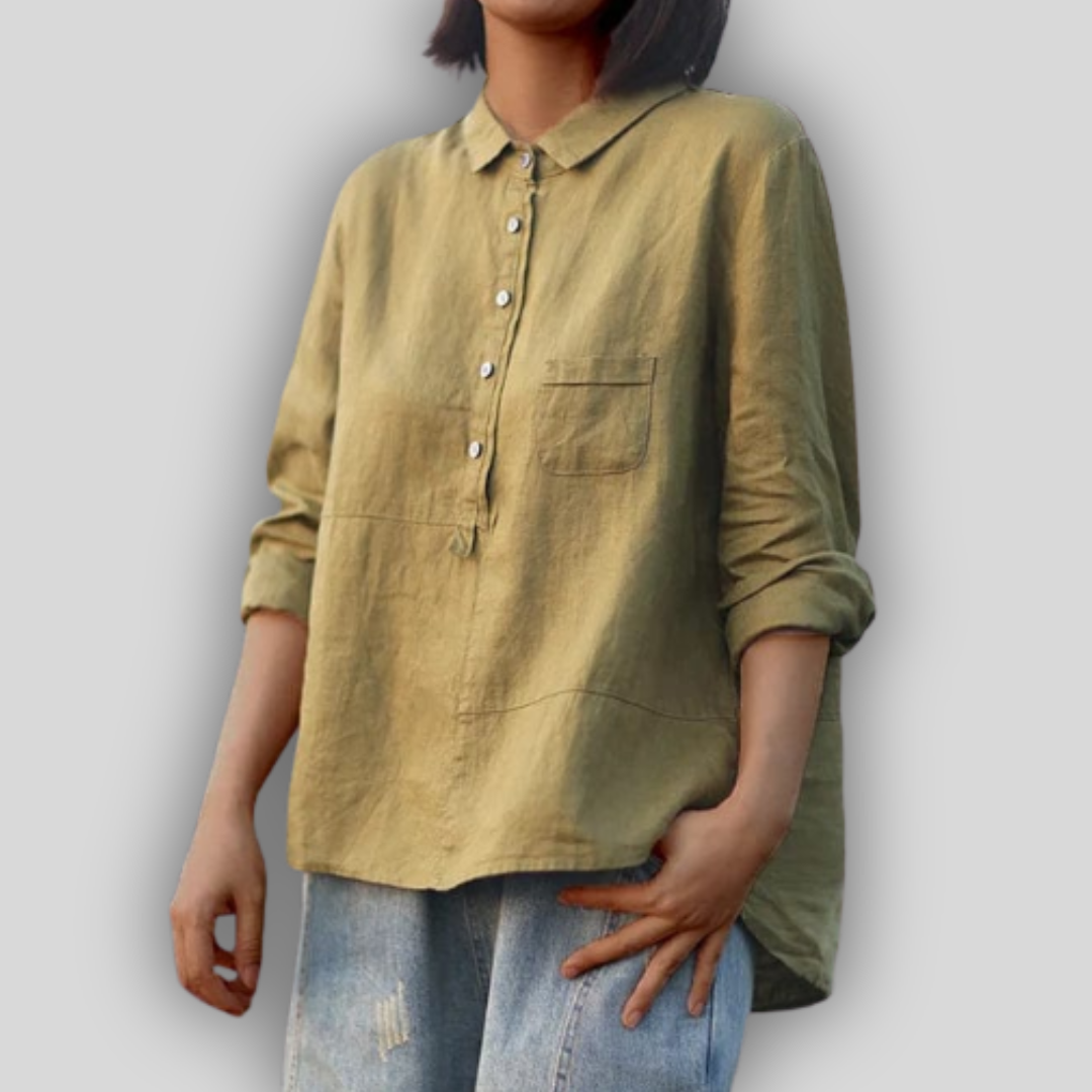 Λινή Μπλούζα Πράσινη Απλότητα