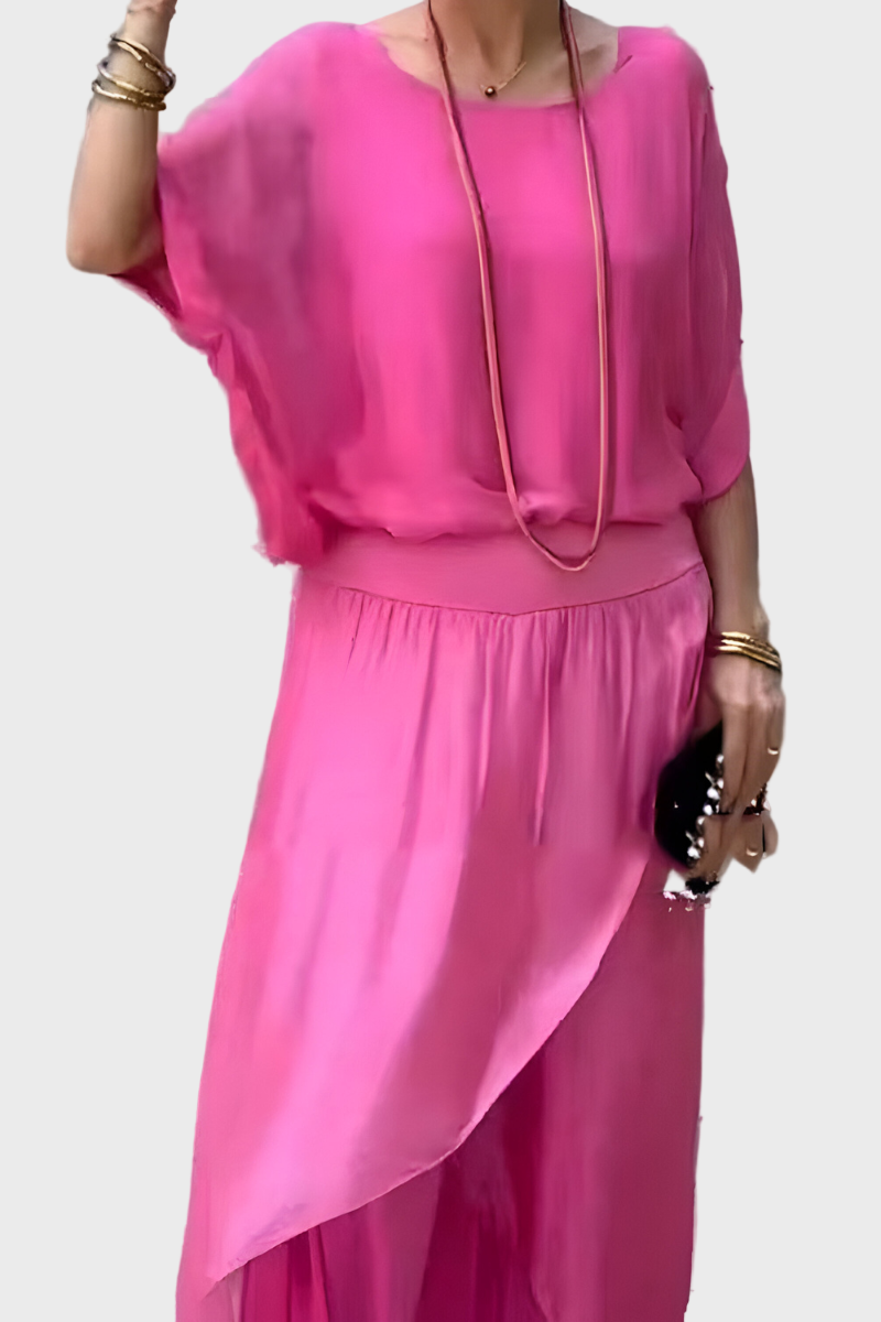 Τοπ Φαρδύ και Παντελόνι με Σκίσιμο – Σετ Δύο Τεμαχίων από Σιφόν