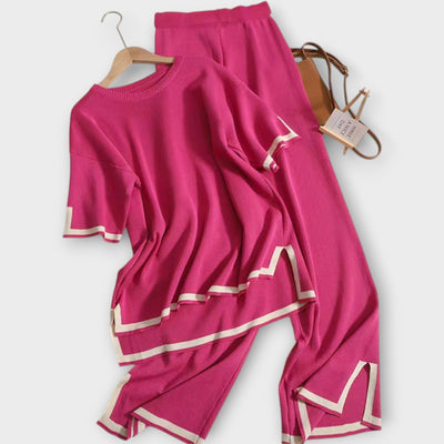 Σετ Πλεκτό με Κοντό Μανίκι και Χαλαρή Εφαρμογή