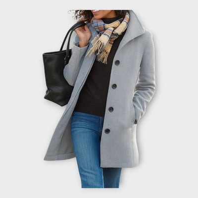 Κομψό Μάλλινο Παλτό με Κουμπιά 