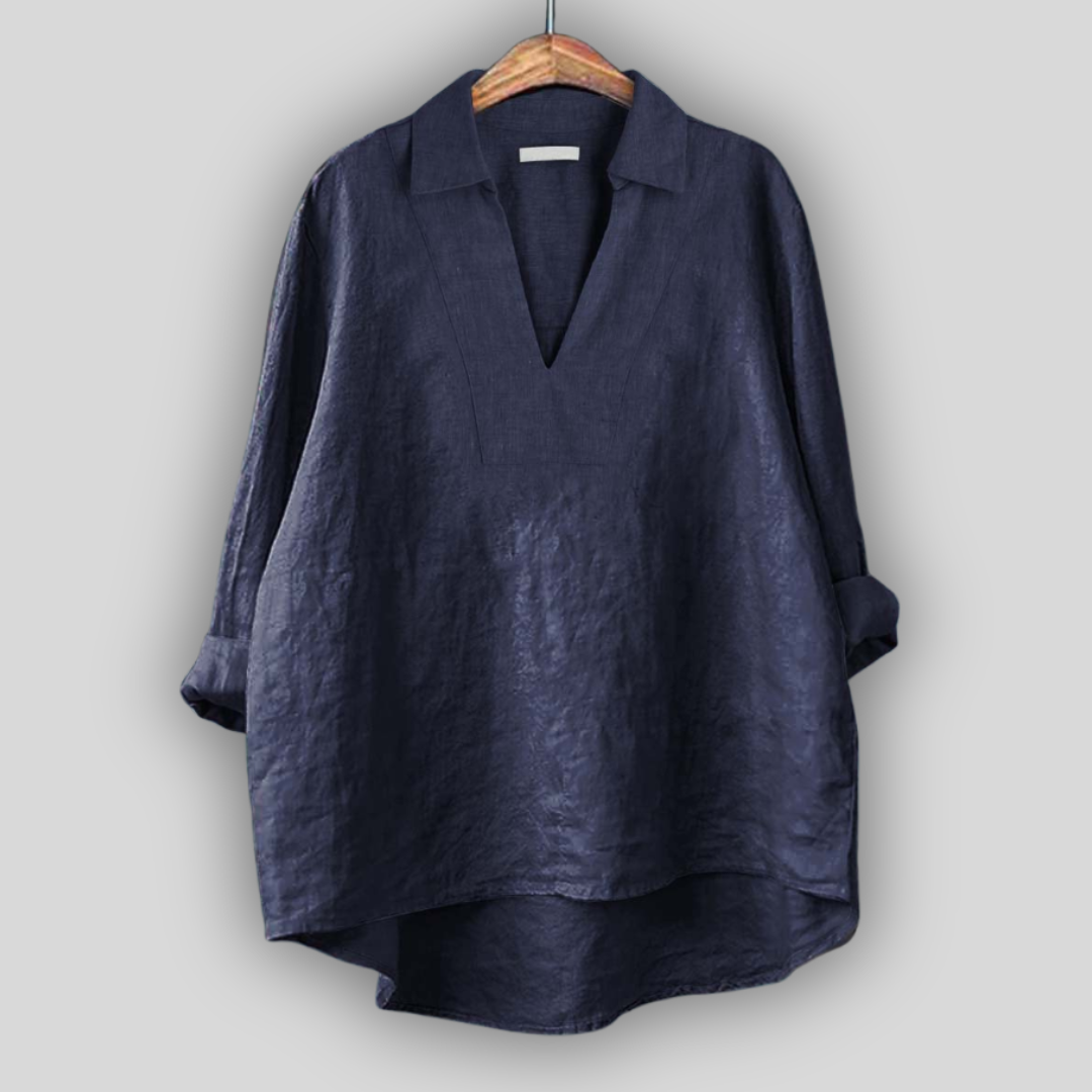 Λινή Μπλούζα Ασημένια Φινέτσα