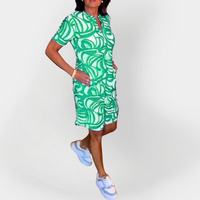 Μίντι Φόρεμα Με Σχέδιο Και Κοντό Μανίκι