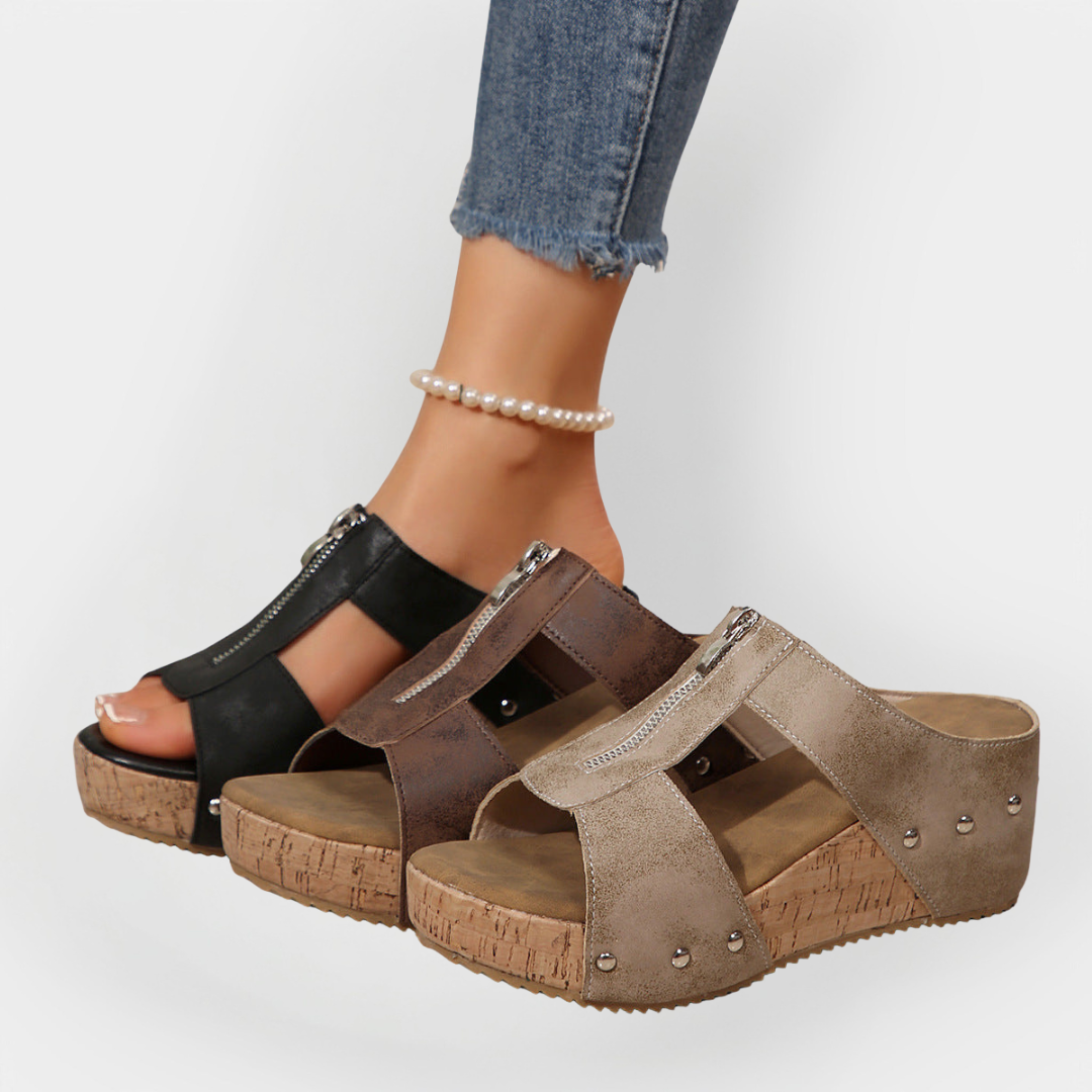 Άνετα Σαντάλια με Τακούνι και Φερμουάρ 