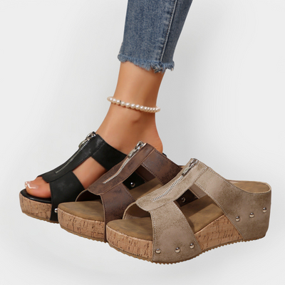 Άνετα Σαντάλια με Τακούνι και Φερμουάρ 