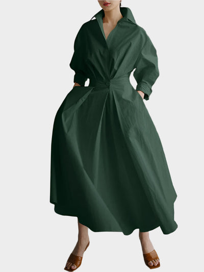 Κομψό Φόρεμα A-Line με Πόλο Κολάρο