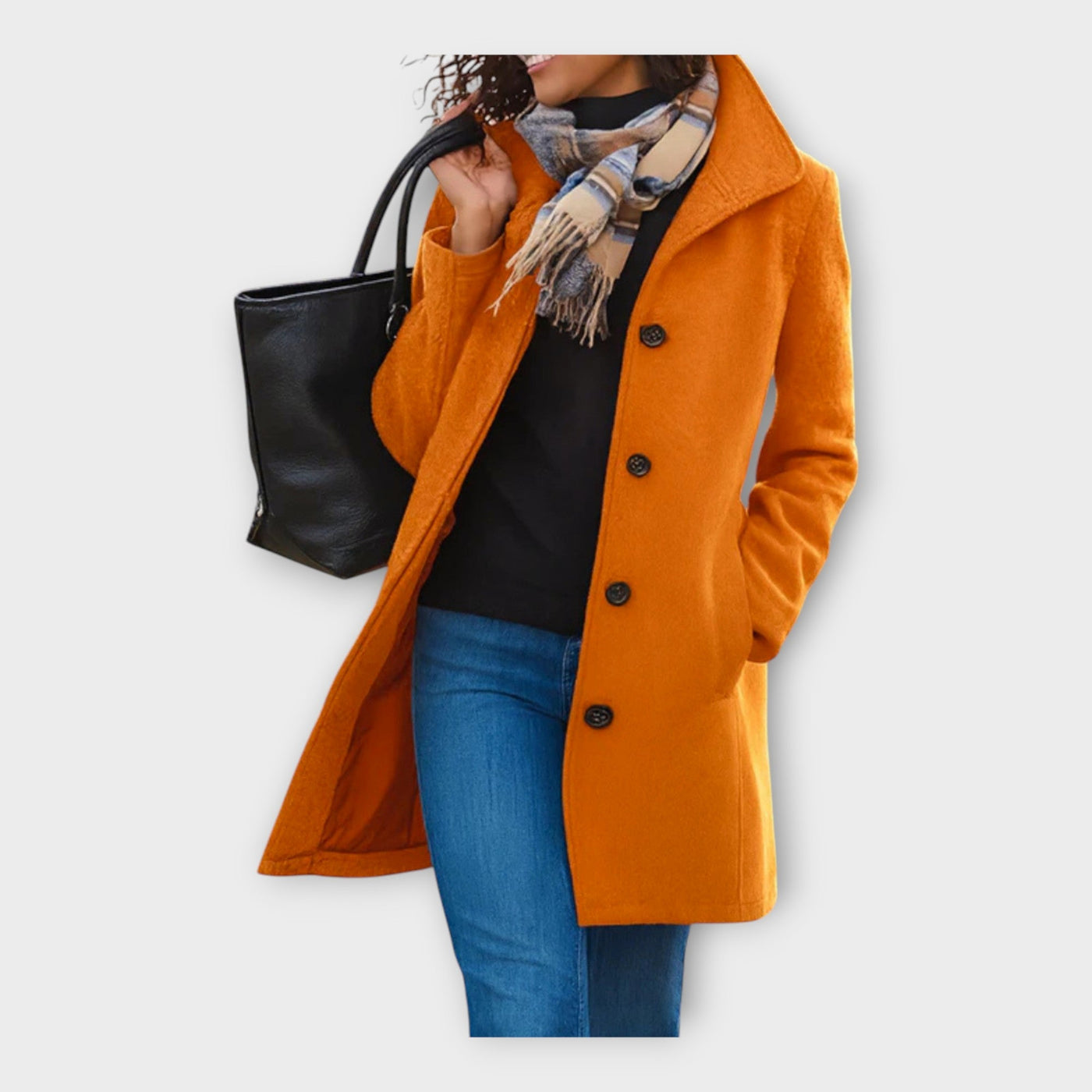 Κομψό Μάλλινο Παλτό με Κουμπιά 