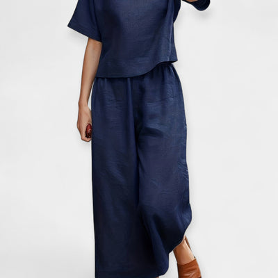 Αέρινο Σετ Παντελονιού με Κοντομάνικο Μπλουζάκι