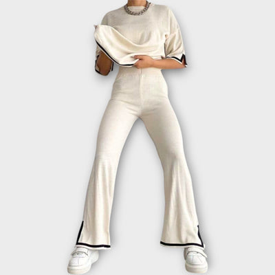 Σετ Πλεκτό με Κοντό Μανίκι και Χαλαρή Εφαρμογή