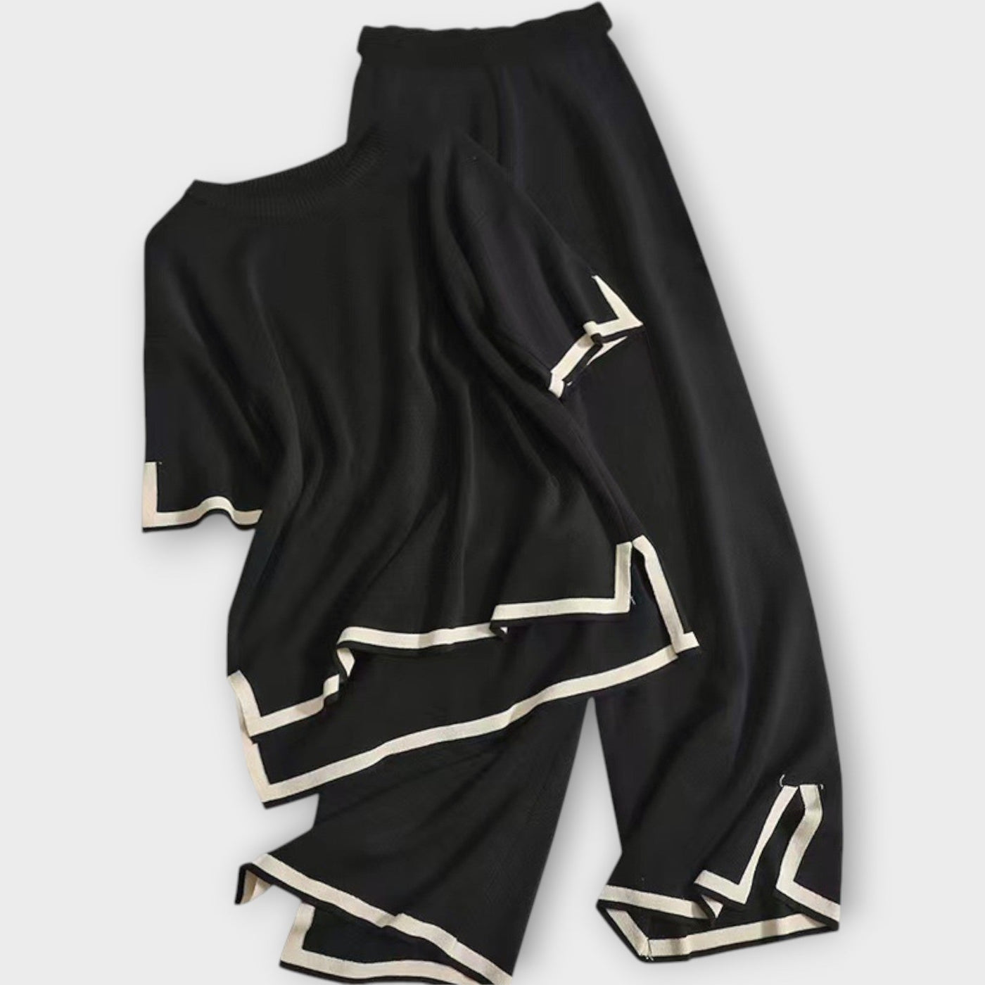 Σετ Πλεκτό με Κοντό Μανίκι και Χαλαρή Εφαρμογή