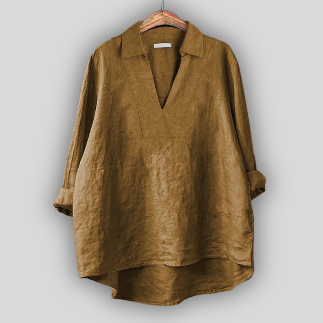 Λινή Μπλούζα Ασημένια Φινέτσα