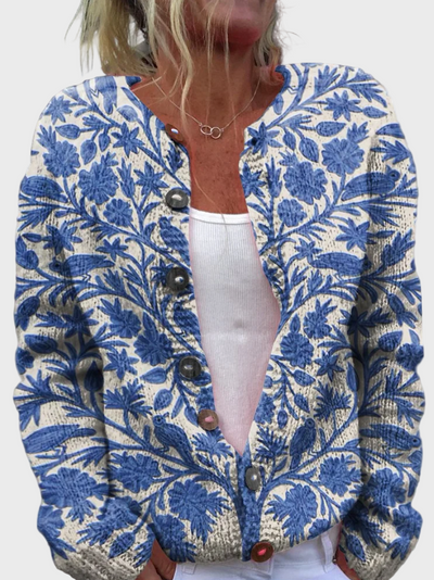 Πλεκτό Γιλέκο με Λουλουδάτο Σχέδιο