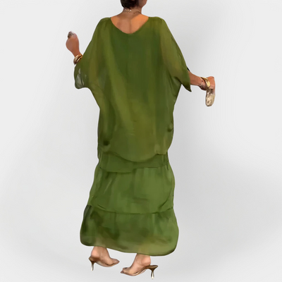 Φόρεμα Πλισέ με Εφέ Διπλής Στρώσης