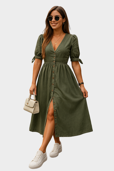 Κουμπωτό τζιν φόρεμα