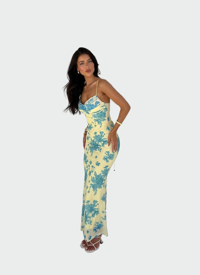 Σατέν Φόρεμα με Λουλουδάτο