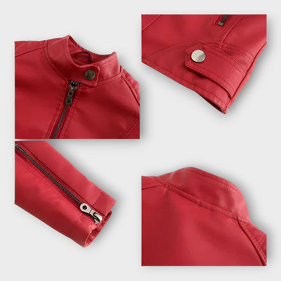 Μοντέρνο Κοντό Δερμάτινο Μπουφάν με Φερμουάρ